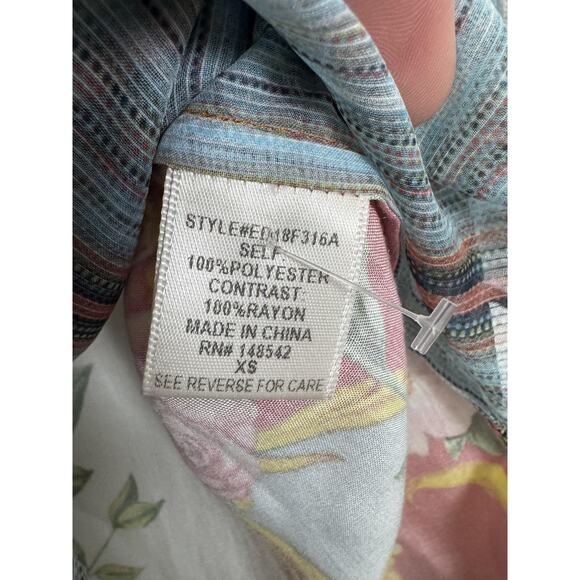 Aratta Silent Journey Shirt Womens XS Sheer Embroidered Floral Button Front Boho - Picture 7 of 12